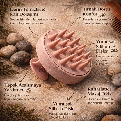 Saç Masaj Fırçası | Kepeği Bitirir, Kan Dolaşımını Hızlandırır