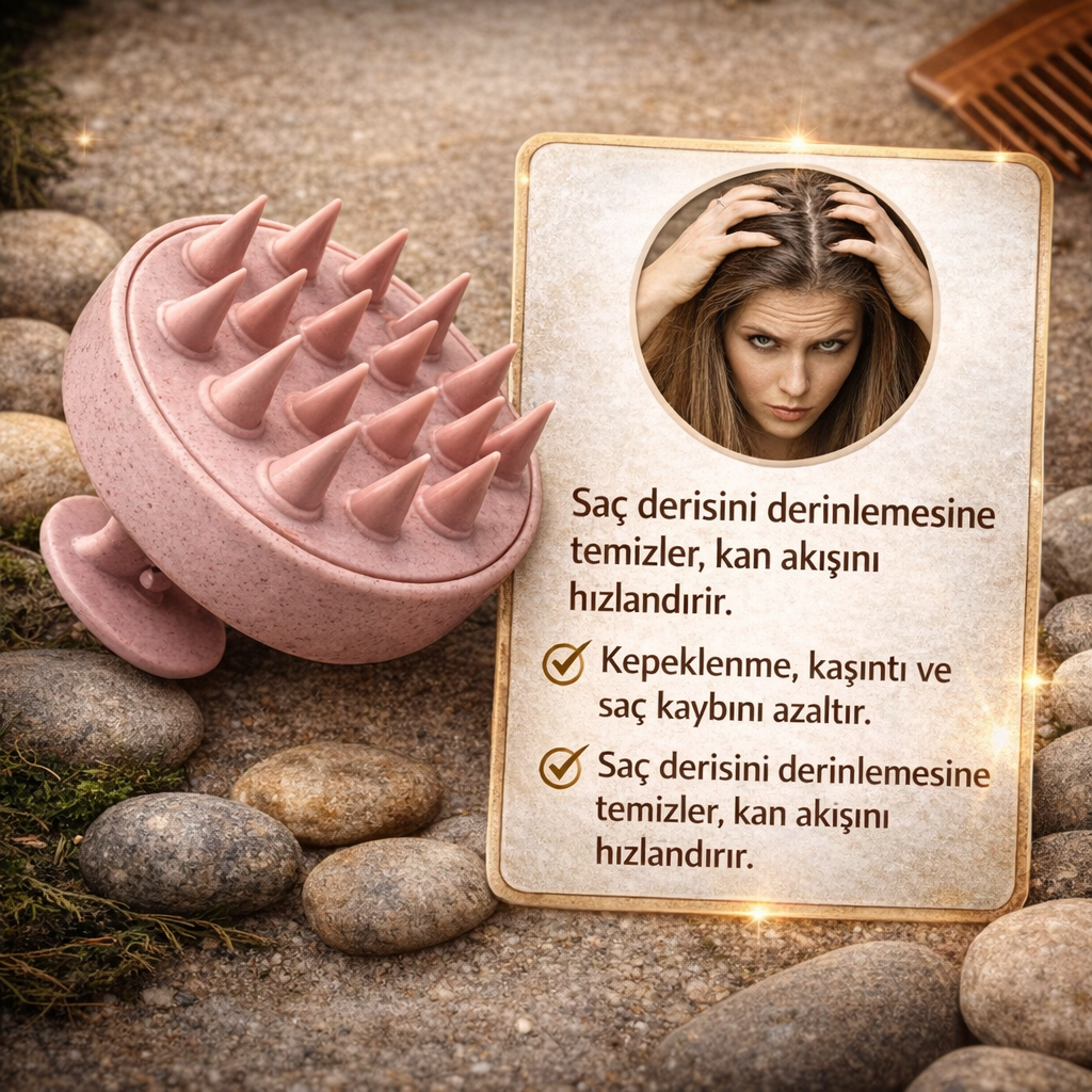 Saç Masaj Fırçası | Kepeği Bitirir, Kan Dolaşımını Hızlandırır